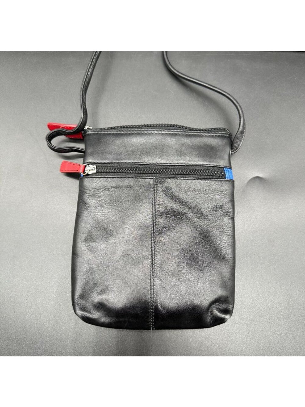 Vintage Crossbody Purse ILI Soft Leather Geometric Color Blocks 1980s Retro Bag - Picture 2 of 10